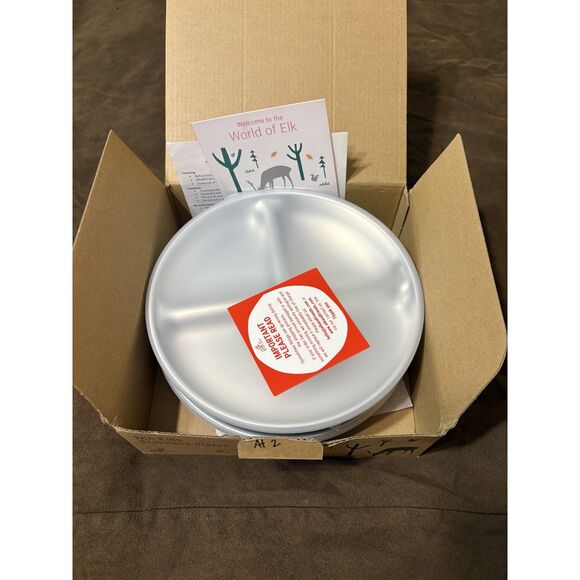 Eco Kids Stainless Plates Elk and Friends Set of 2 Blush and Lilac New in Box - Picture 10 of 11